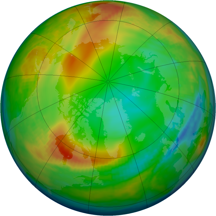 Arctic ozone map for 28 December 1983